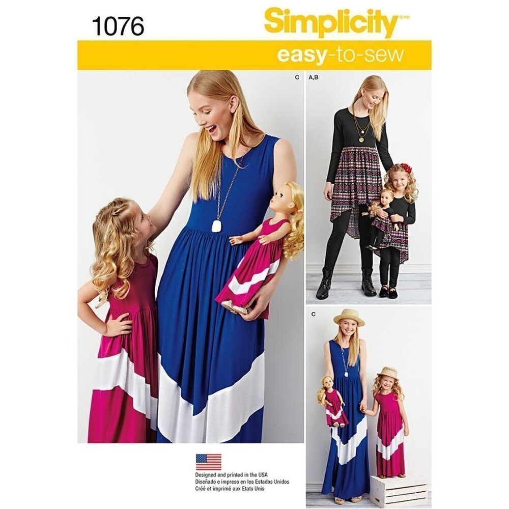 Simplicity Sewing Pattern 1076 0285 Knit Leggings Dress Tunic Girls Adult